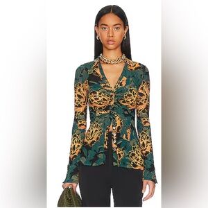 Free People Lucky Shirtee Floral Button Long Sleeve Size Small EUC MSRP $68